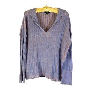 J Crew V Neck Ribbed Knit Sweater Blue Pink Small Medium